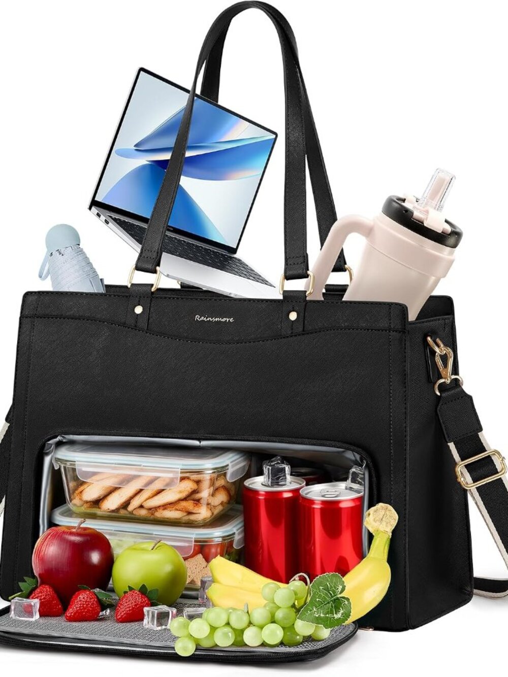 Laptop Tote Bag with Insulated Lunch Compartment, 15.6 Inch Laptop Work Tote wit